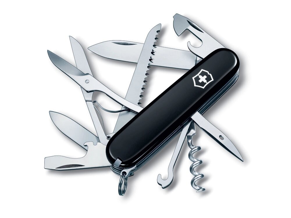 Нож перочинный VICTORINOX Huntsman, 91 мм, 15 функций, чёрный от компании ТОО VEER Company Group / Одежда и сувениры с логотипом - фото 1