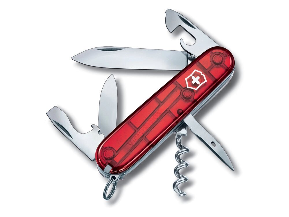 Нож перочинный VICTORINOX Spartan, 91 мм, 12 функций, полупрозрачный красный от компании ТОО VEER Company Group / Одежда и сувениры с логотипом - фото 1