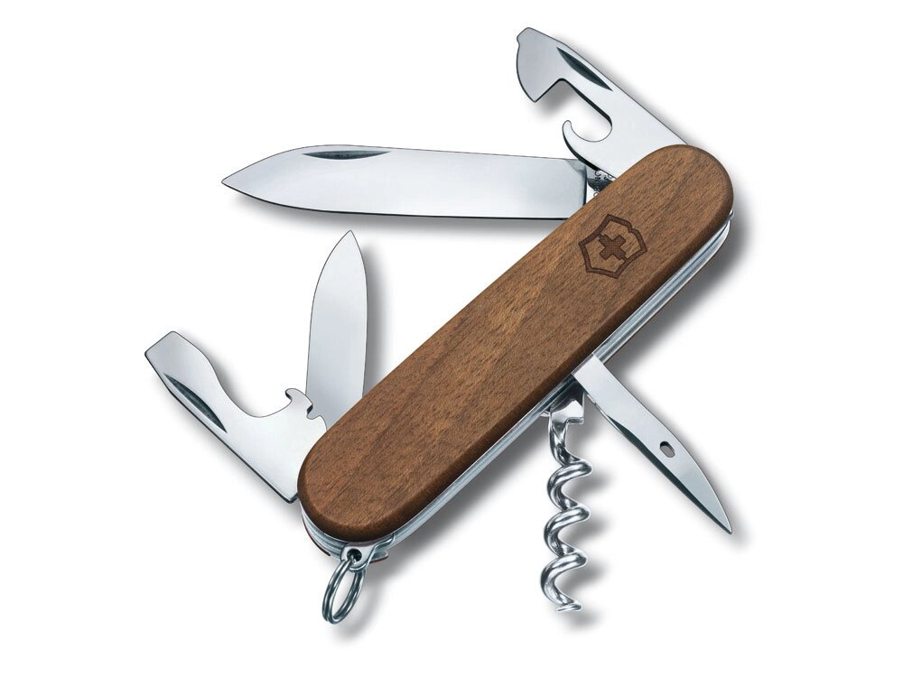 Нож перочинный VICTORINOX Spartan Wood, 91 мм, 10 функций, рукоять из орехового дерева от компании ТОО VEER Company Group / Одежда и сувениры с логотипом - фото 1