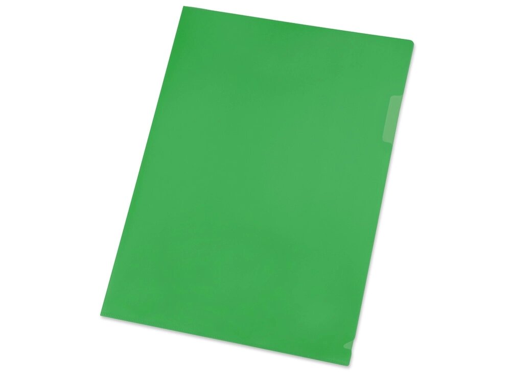 Папка- уголок, для формата А4, плотность 180 мкм, зеленый матовый от компании ТОО VEER Company Group / Одежда и сувениры с логотипом - фото 1