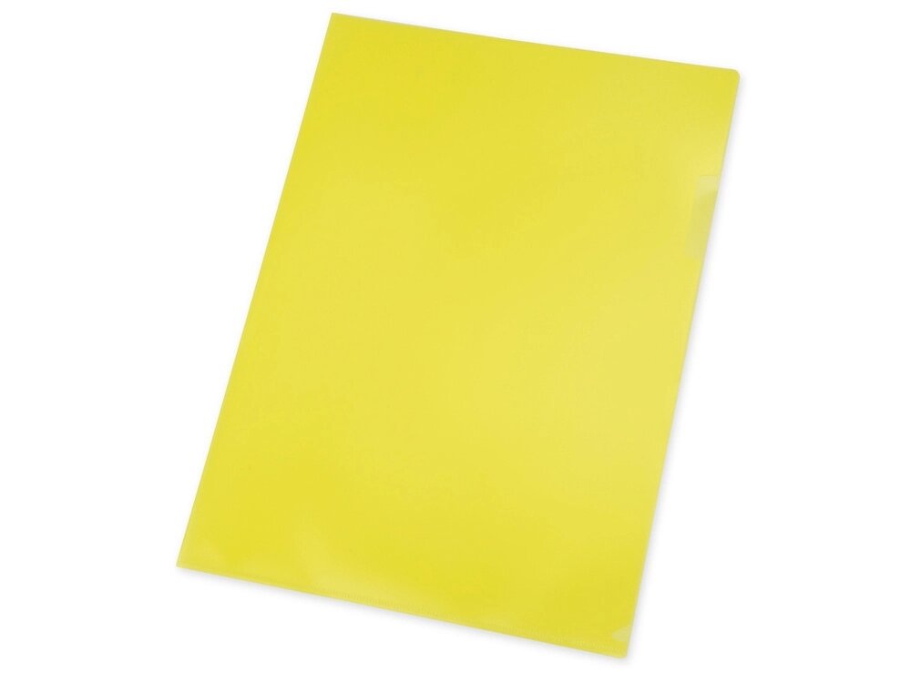Папка- уголок, для формата А4, плотность 180 мкм, желтый матовый от компании ТОО VEER Company Group / Одежда и сувениры с логотипом - фото 1