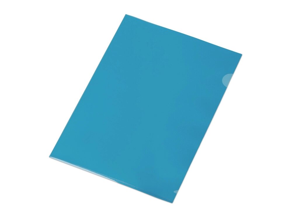 Папка-уголок прозрачный формата  А4 0,18 мм, синий глянцевый от компании ТОО VEER Company Group / Одежда и сувениры с логотипом - фото 1