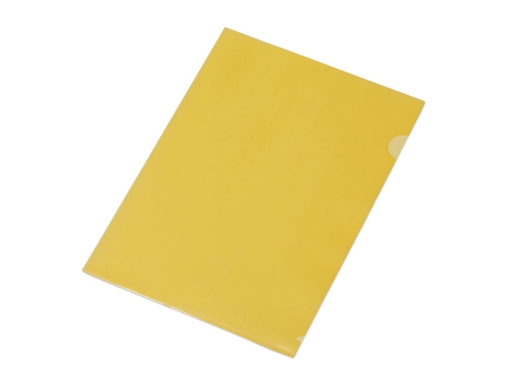Папка-уголок прозрачный формата А4  0,18 мм, желтый глянцевый от компании ТОО VEER Company Group / Одежда и сувениры с логотипом - фото 1