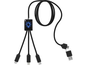 Удлиненный кабель 5-в-1 SCX. design C28, черный с синей подсветкой
