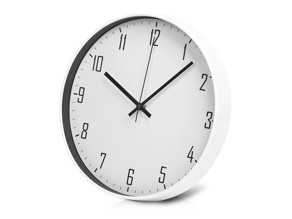 Пластиковые настенные часы  диаметр 30 см Carte blanche, белый от компании ТОО VEER Company Group / Одежда и сувениры с логотипом - фото 1