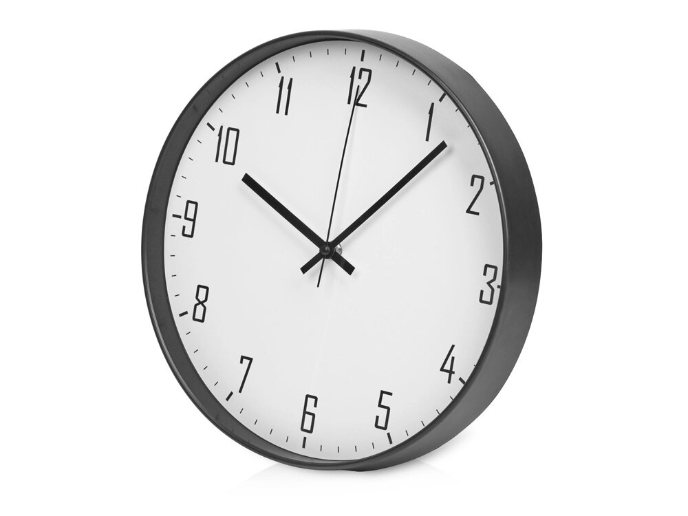 Пластиковые настенные часы  диаметр 30 см Carte blanche, черный от компании ТОО VEER Company Group / Одежда и сувениры с логотипом - фото 1