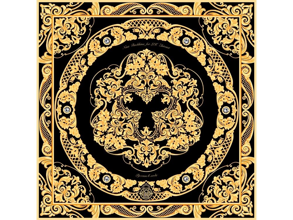 Платок Златоустовская гравюра от компании ТОО VEER Company Group / Одежда и сувениры с логотипом - фото 1