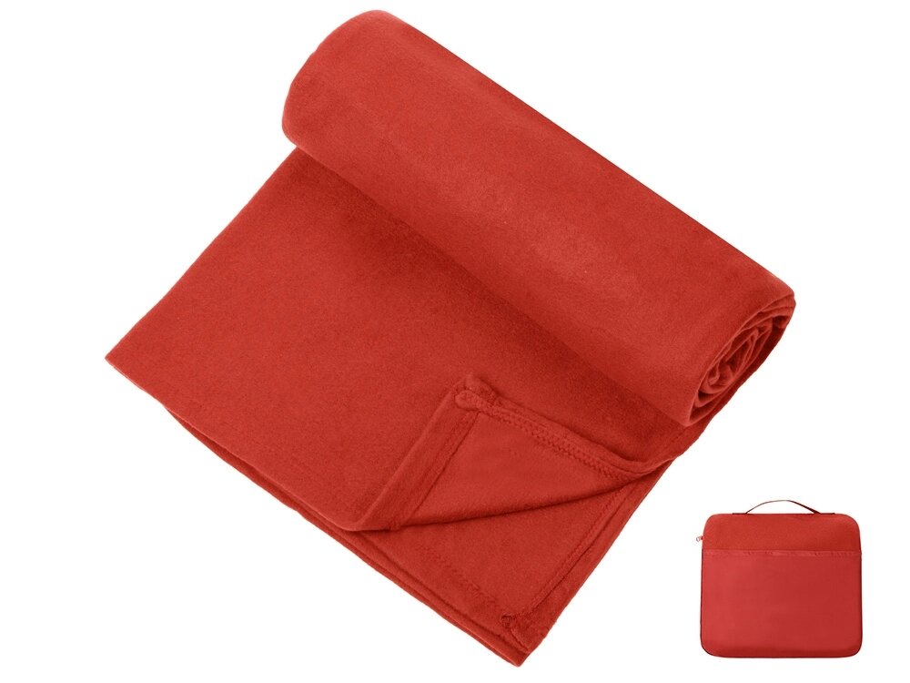 Плед для путешествий Flight в чехле с ручкой и карманом, красный от компании ТОО VEER Company Group / Одежда и сувениры с логотипом - фото 1