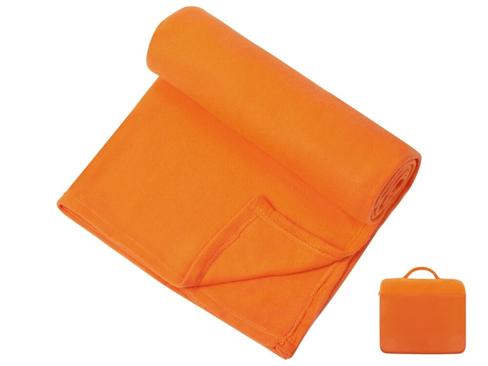 Плед для путешествий Flight в чехле с ручкой и карманом, оранжевый от компании ТОО VEER Company Group / Одежда и сувениры с логотипом - фото 1