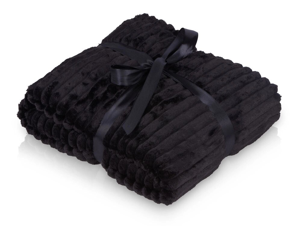 Плед Wave флисовый, черный от компании ТОО VEER Company Group / Одежда и сувениры с логотипом - фото 1