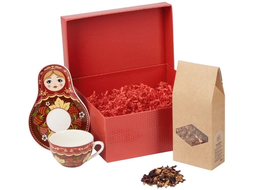 Подарочный набор: чайная пара, чай Глинтвейн, красный от компании ТОО VEER Company Group / Одежда и сувениры с логотипом - фото 1