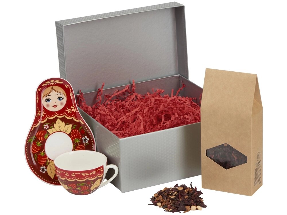 Подарочный набор: чайная пара, чай Глинтвейн, серебристый от компании ТОО VEER Company Group / Одежда и сувениры с логотипом - фото 1