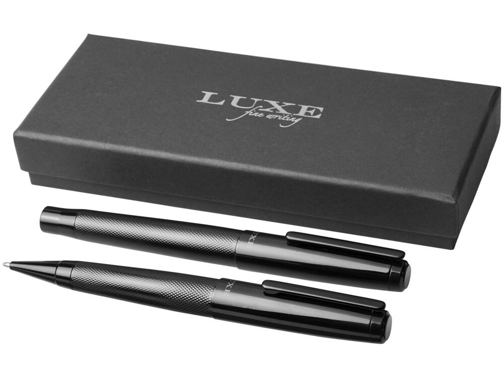 Подарочный набор из двух ручек Gloss, черный от компании ТОО VEER Company Group / Одежда и сувениры с логотипом - фото 1