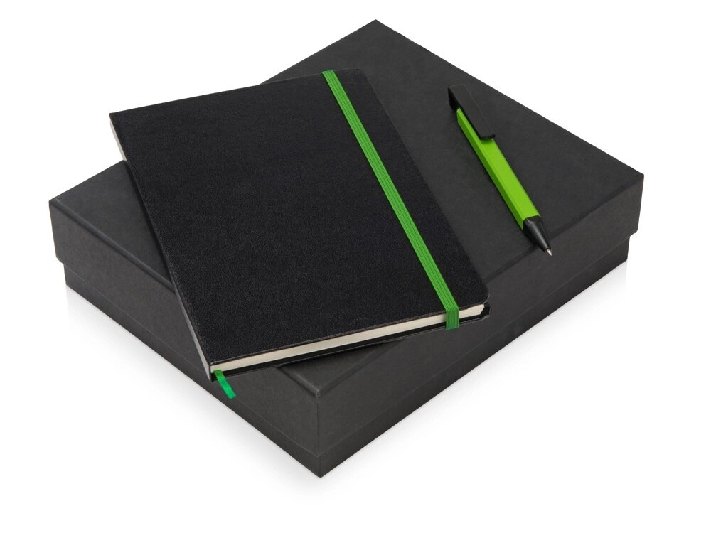 Подарочный набор Jacque с ручкой-подставкой и блокнотом А5, зеленое яблоко от компании ТОО VEER Company Group / Одежда и сувениры с логотипом - фото 1