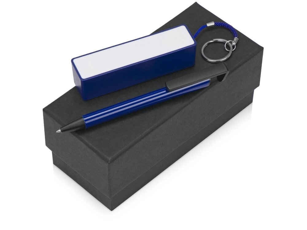 Подарочный набор Kepler с ручкой-подставкой и зарядным устройством, синий от компании ТОО VEER Company Group / Одежда и сувениры с логотипом - фото 1
