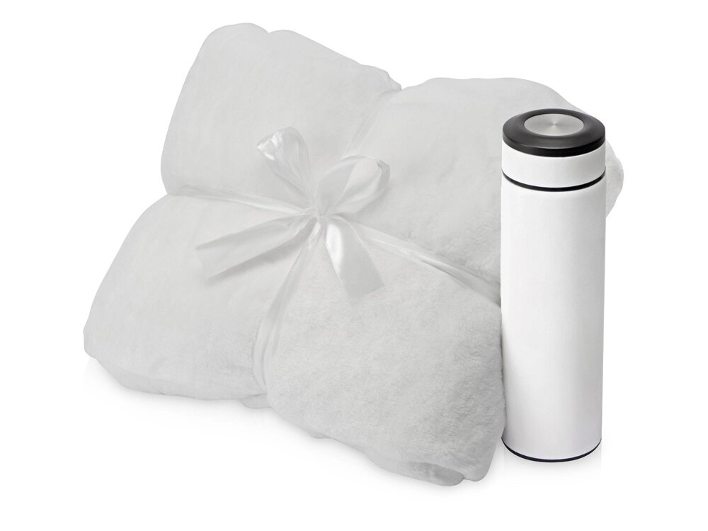Подарочный набор с пледом, термосом Cozy hygge, белый от компании ТОО VEER Company Group / Одежда и сувениры с логотипом - фото 1