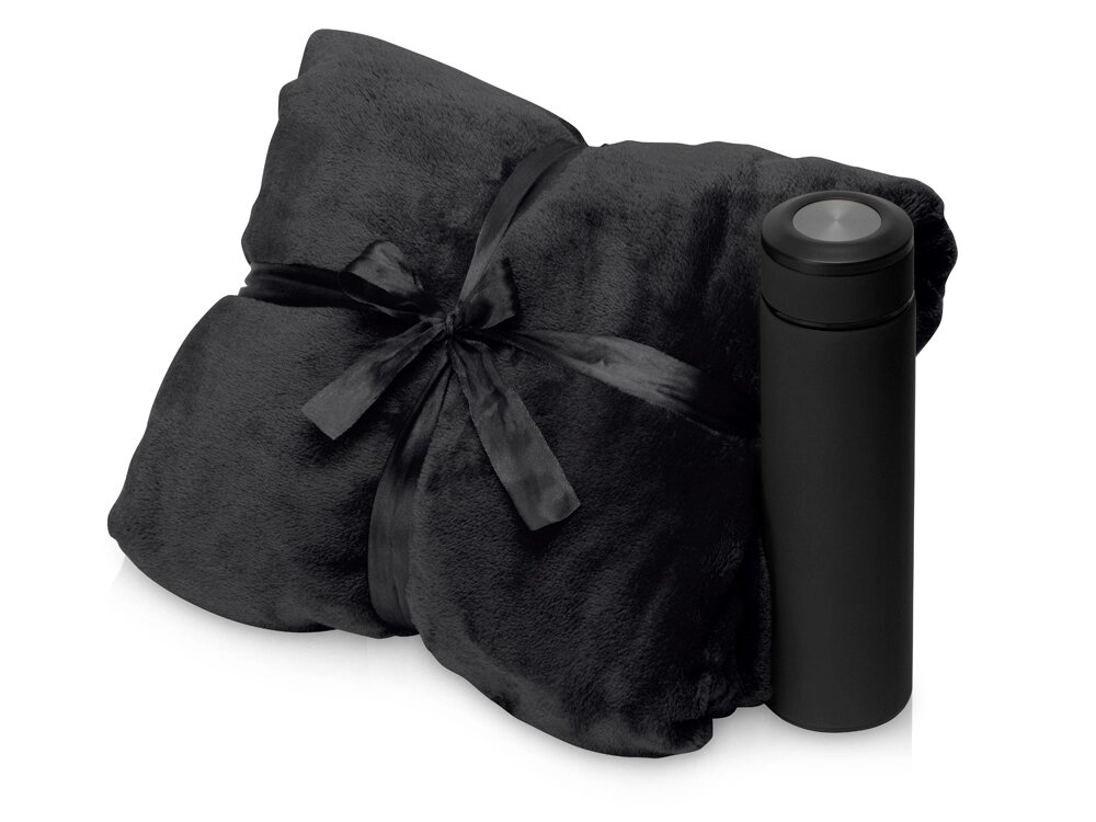 Подарочный набор с пледом, термосом Cozy hygge, черный от компании ТОО VEER Company Group / Одежда и сувениры с логотипом - фото 1