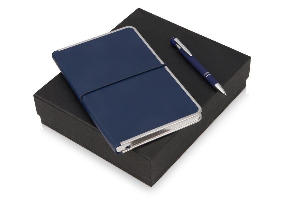 Подарочный набор Silver Sway с ручкой и блокнотом А5, синий от компании ТОО VEER Company Group / Одежда и сувениры с логотипом - фото 1