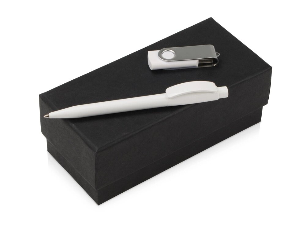 Подарочный набор Uma Memory с ручкой и флешкой, белый от компании ТОО VEER Company Group / Одежда и сувениры с логотипом - фото 1