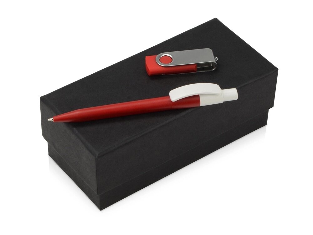 Подарочный набор Uma Memory с ручкой и флешкой, красный от компании ТОО VEER Company Group / Одежда и сувениры с логотипом - фото 1
