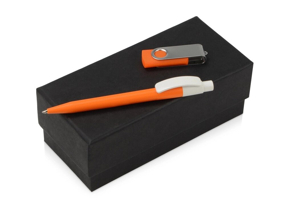 Подарочный набор Uma Memory с ручкой и флешкой, оранжевый от компании ТОО VEER Company Group / Одежда и сувениры с логотипом - фото 1