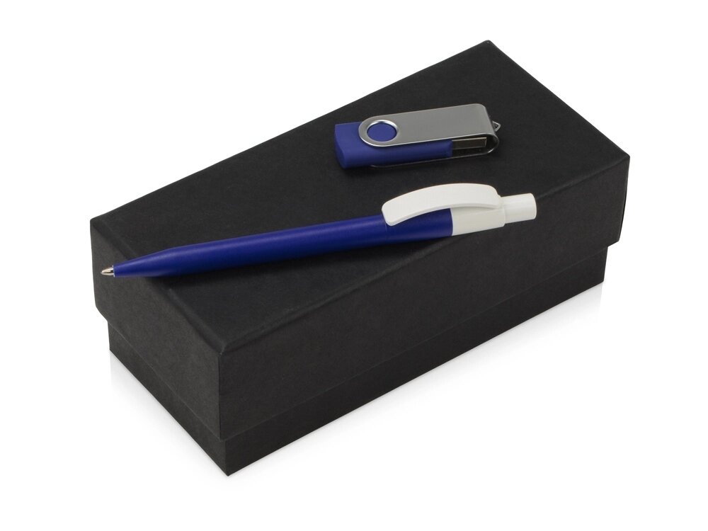 Подарочный набор Uma Memory с ручкой и флешкой, синий от компании ТОО VEER Company Group / Одежда и сувениры с логотипом - фото 1