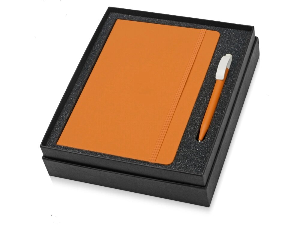 Подарочный набор Uma Vision с ручкой и блокнотом А5, оранжевый от компании ТОО VEER Company Group / Одежда и сувениры с логотипом - фото 1