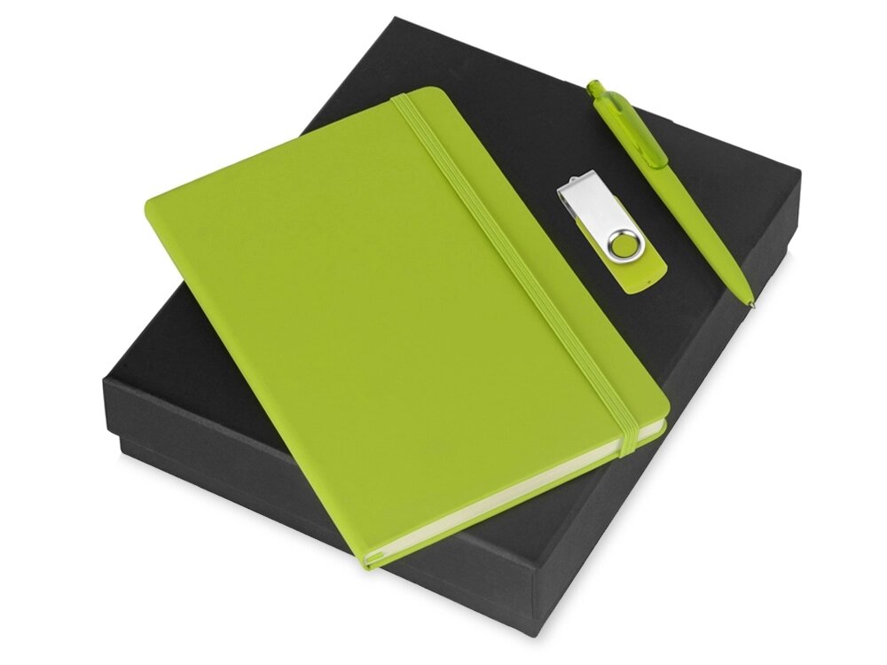 Подарочный набор Vision Pro Plus soft-touch с флешкой, ручкой и блокнотом А5, зеленый от компании ТОО VEER Company Group / Одежда и сувениры с логотипом - фото 1