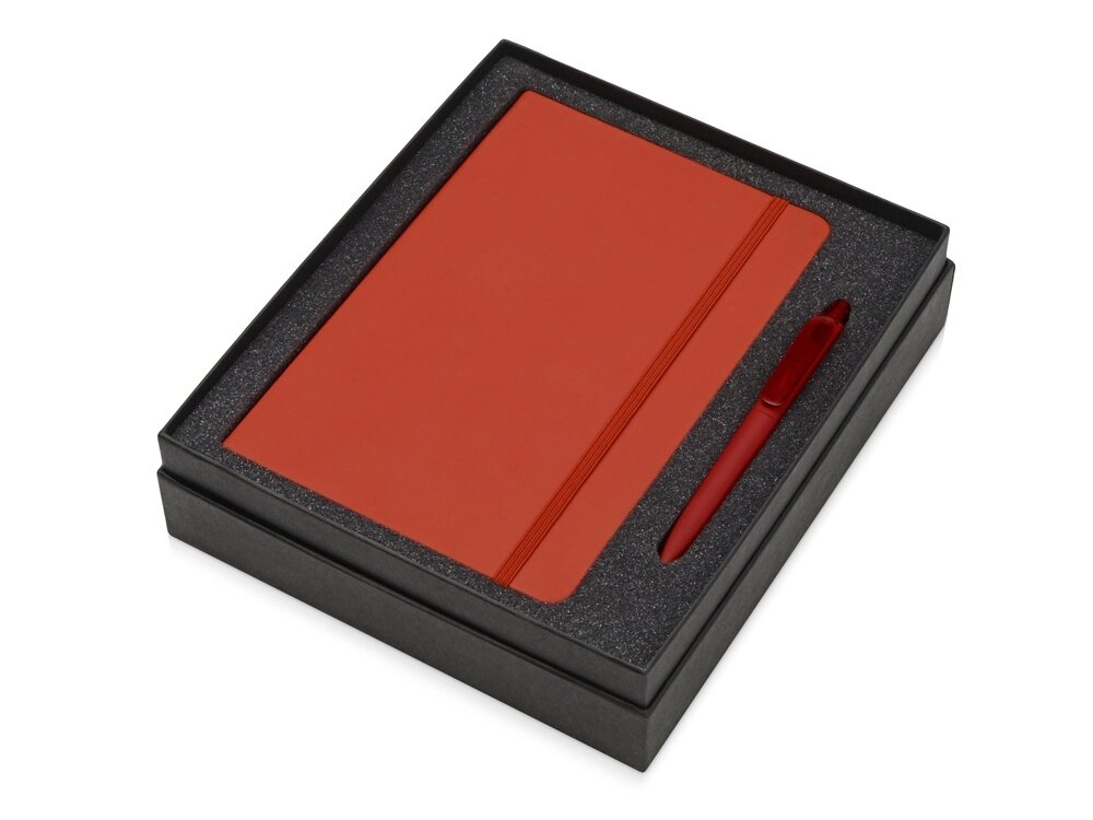 Подарочный набор Vision Pro soft-touch с ручкой и блокнотом А5, красный от компании ТОО VEER Company Group / Одежда и сувениры с логотипом - фото 1
