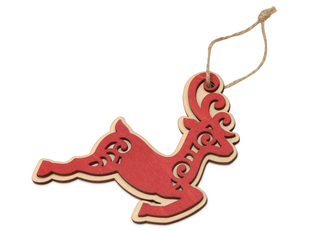 Подвеска деревянная Рождественский олень от компании ТОО VEER Company Group / Одежда и сувениры с логотипом - фото 1