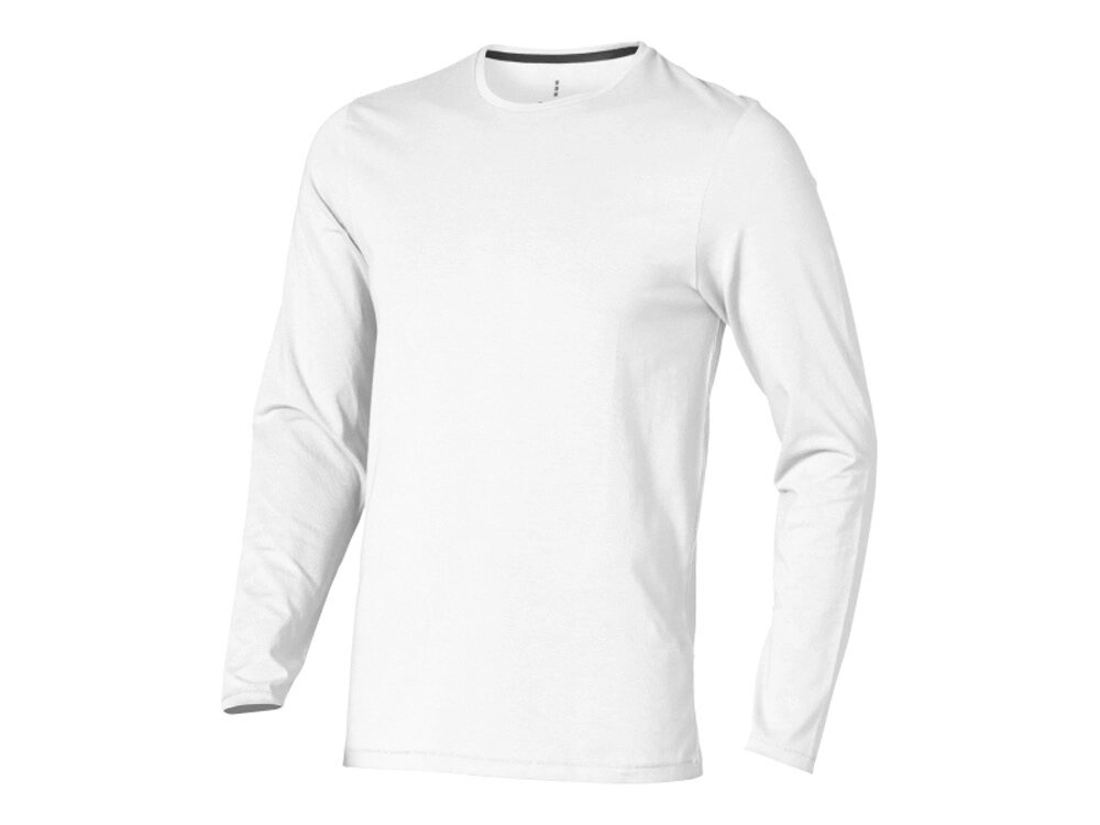 Ponoka мужская футболка из органического хлопка, длинный рукав, белый от компании ТОО VEER Company Group / Одежда и сувениры с логотипом - фото 1