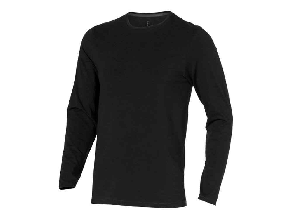 Ponoka мужская футболка из органического хлопка, длинный рукав, черный от компании ТОО VEER Company Group / Одежда и сувениры с логотипом - фото 1