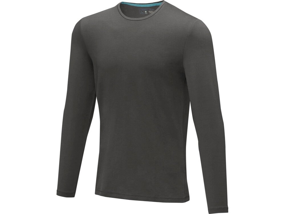 Ponoka мужская футболка из органического хлопка, длинный рукав, storm grey от компании ТОО VEER Company Group / Одежда и сувениры с логотипом - фото 1