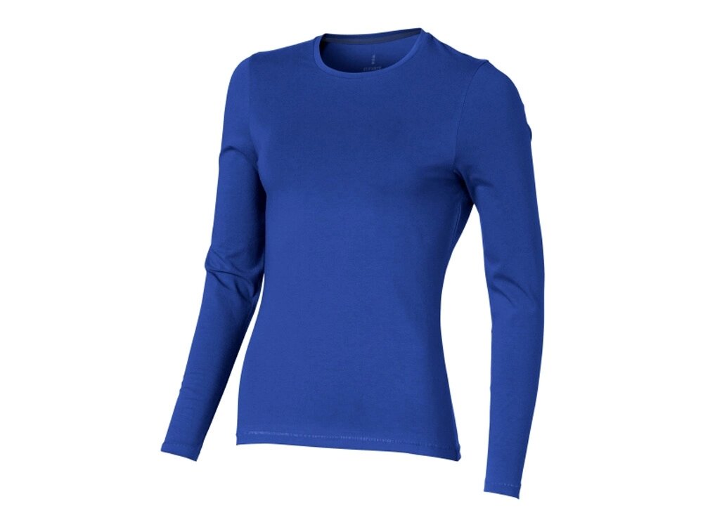 Ponoka женская футболка из органического хлопка, длинный рукав, синий от компании ТОО VEER Company Group / Одежда и сувениры с логотипом - фото 1