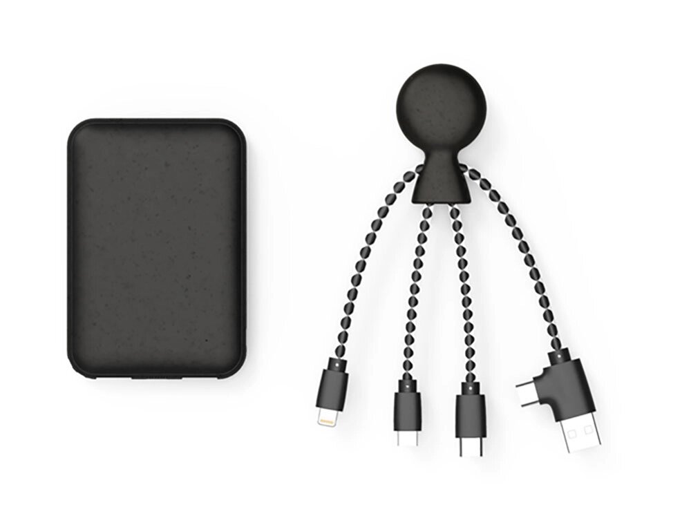 Портативное зарядное устройство BioPack c кабелем Mr. Bio, 5000 mAh, черный от компании ТОО VEER Company Group / Одежда и сувениры с логотипом - фото 1