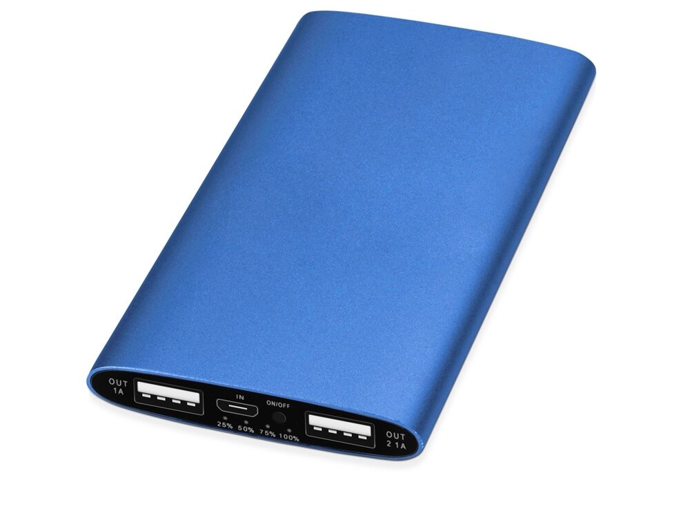 Портативное зарядное устройство Мун с 2-мя USB-портами, 4400 mAh, синий от компании ТОО VEER Company Group / Одежда и сувениры с логотипом - фото 1