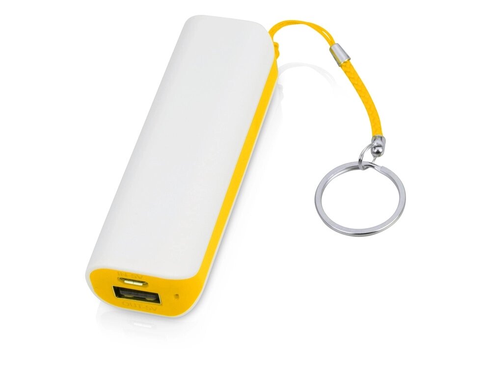 Портативное зарядное устройство (power bank) Basis, 2000 mAh, белый/желтый от компании ТОО VEER Company Group / Одежда и сувениры с логотипом - фото 1