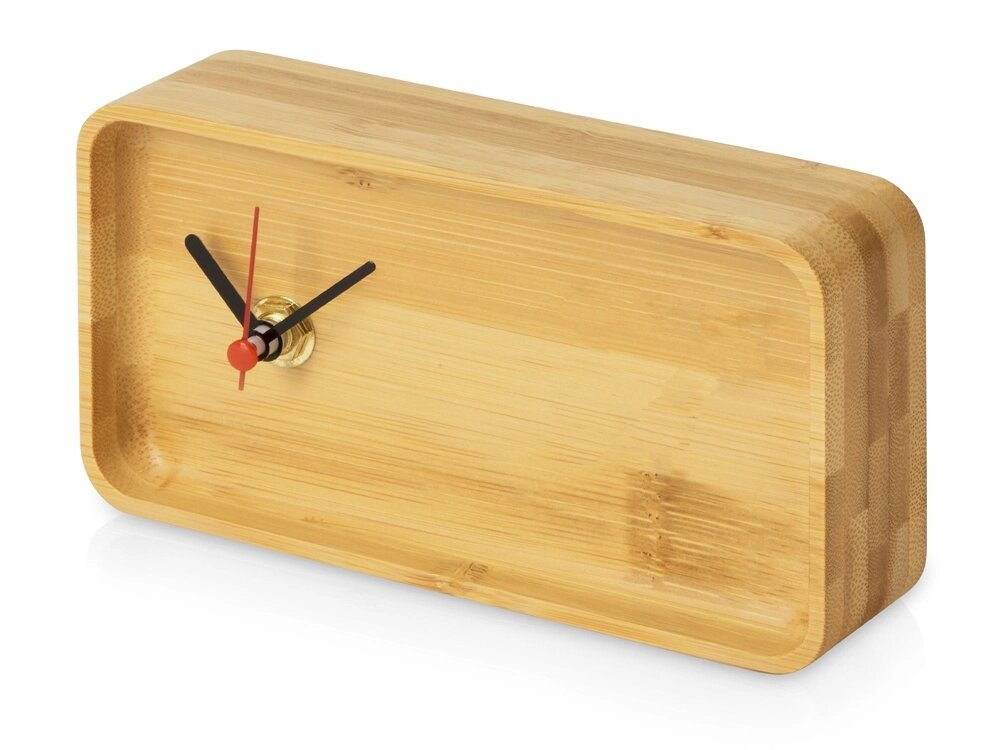 Прямоугольные настольные часы из бамбука Squarium от компании ТОО VEER Company Group / Одежда и сувениры с логотипом - фото 1