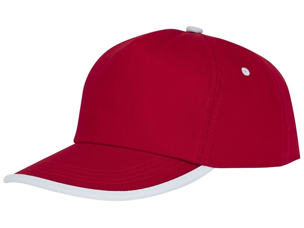 Пятипанельная кепка Nestor с окантовкой, красный/белый от компании ТОО VEER Company Group / Одежда и сувениры с логотипом - фото 1