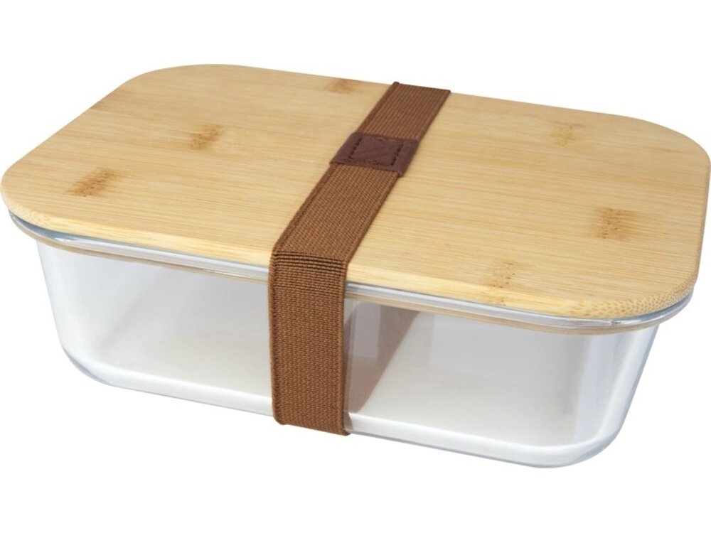 Roby Стеклянный контейнер для завтрака с бамбуковой крышкой, прозрачный от компании ТОО VEER Company Group / Одежда и сувениры с логотипом - фото 1