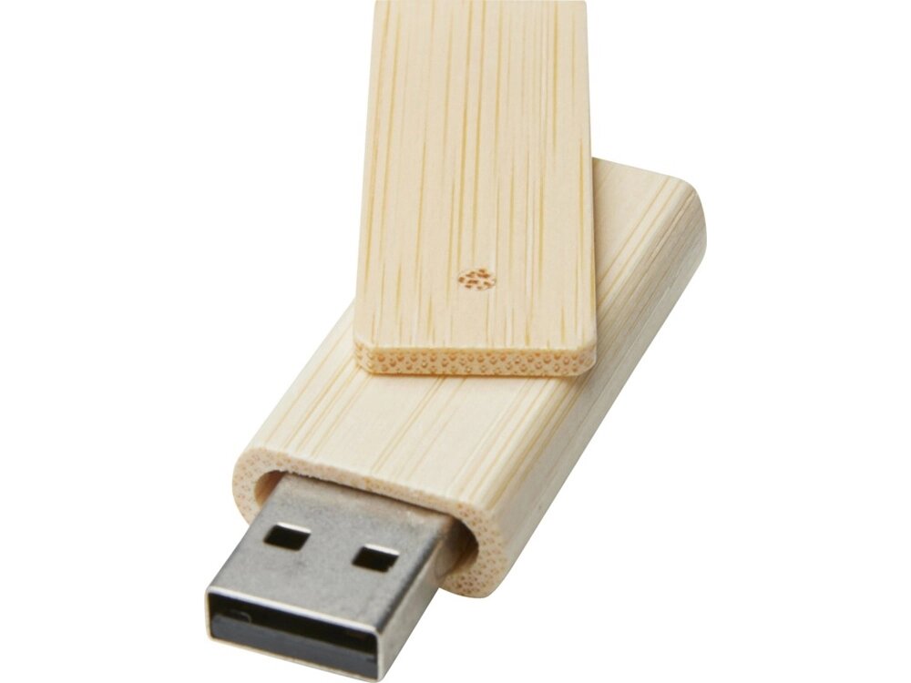 Rotate, USB-накопитель объемом 16 ГБ из бамбука, бежевый от компании ТОО VEER Company Group / Одежда и сувениры с логотипом - фото 1