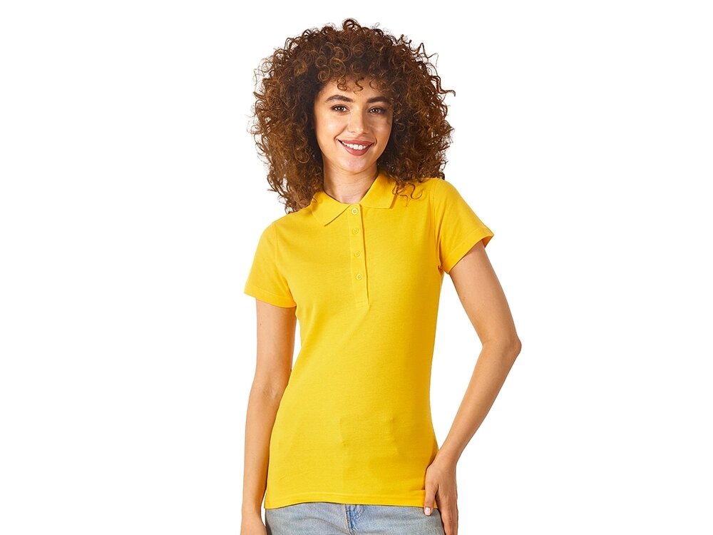 Рубашка поло First женская, золотисто-желтый от компании ТОО VEER Company Group / Одежда и сувениры с логотипом - фото 1
