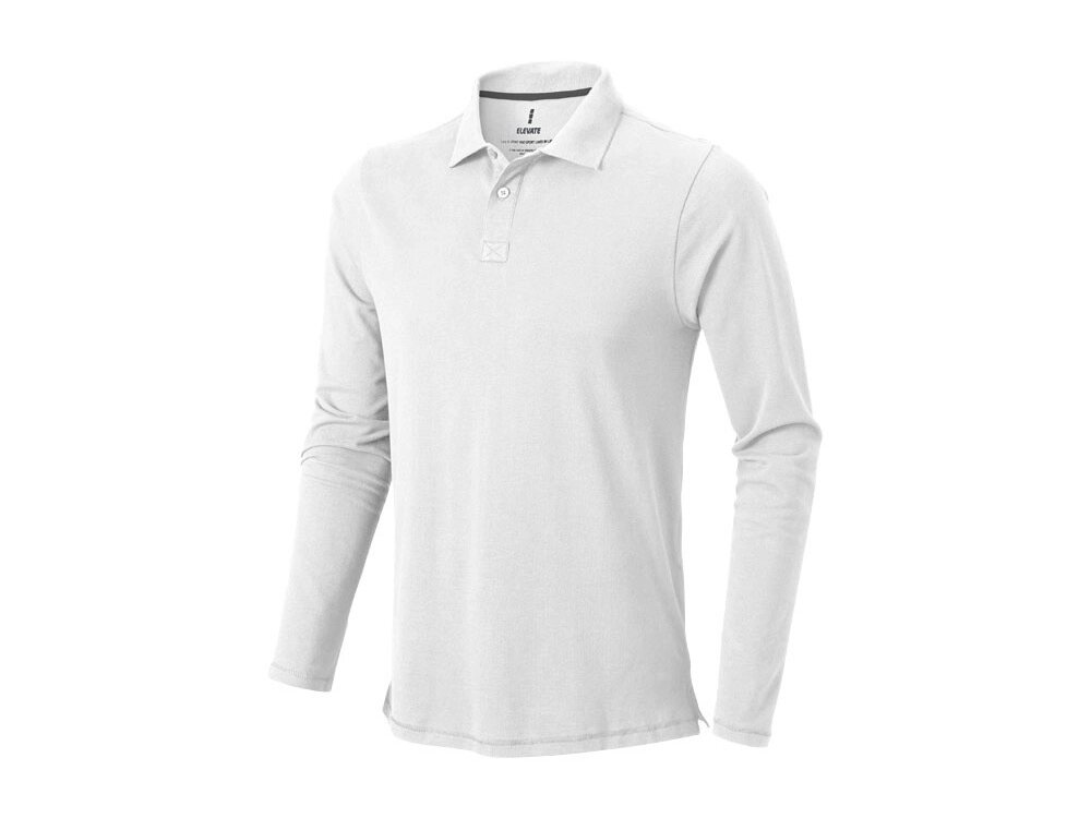 Рубашка поло Oakville мужская с длинным рукавом, белый от компании ТОО VEER Company Group / Одежда и сувениры с логотипом - фото 1