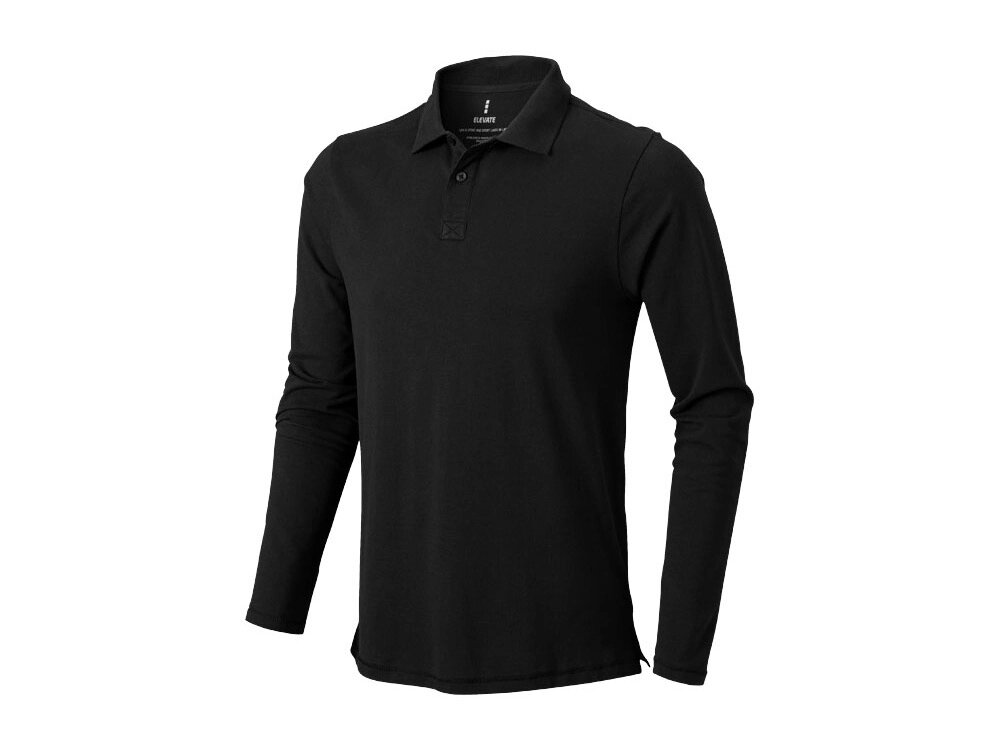 Рубашка поло Oakville мужская с длинным рукавом, черный от компании ТОО VEER Company Group / Одежда и сувениры с логотипом - фото 1