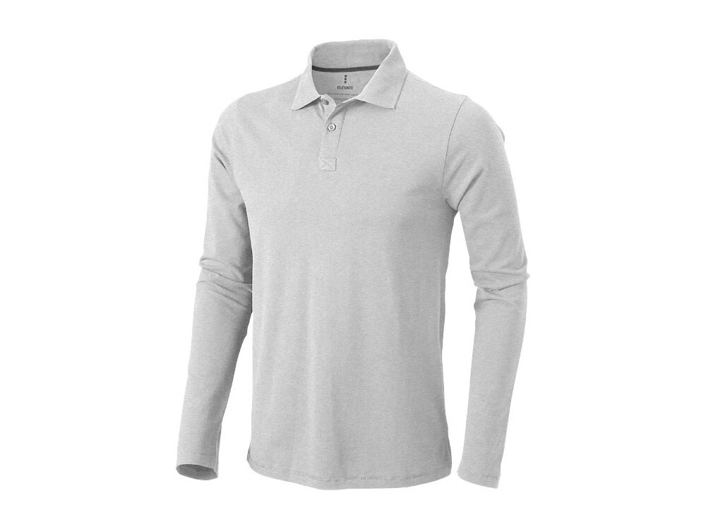 Рубашка поло Oakville мужская с длинным рукавом, серый меланж от компании ТОО VEER Company Group / Одежда и сувениры с логотипом - фото 1