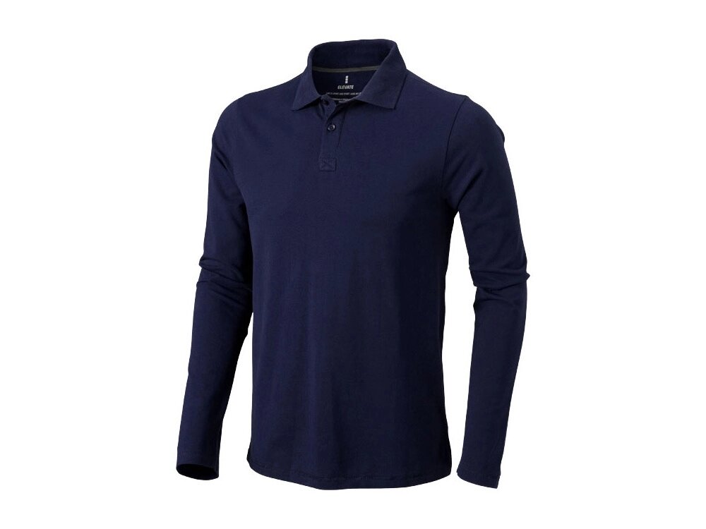 Рубашка поло Oakville мужская с длинным рукавом, темно-синий от компании ТОО VEER Company Group / Одежда и сувениры с логотипом - фото 1