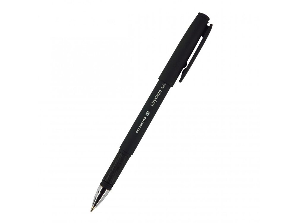 Ручка CityWrite. BLACK шариковая, черный пластиковый корпус, 1.0 мм, синяя от компании ТОО VEER Company Group / Одежда и сувениры с логотипом - фото 1