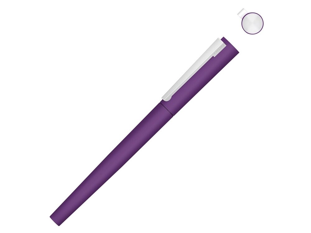 Ручка металлическая роллер Brush R GUM soft-touch с зеркальной гравировкой, фиолетовый от компании ТОО VEER Company Group / Одежда и сувениры с логотипом - фото 1