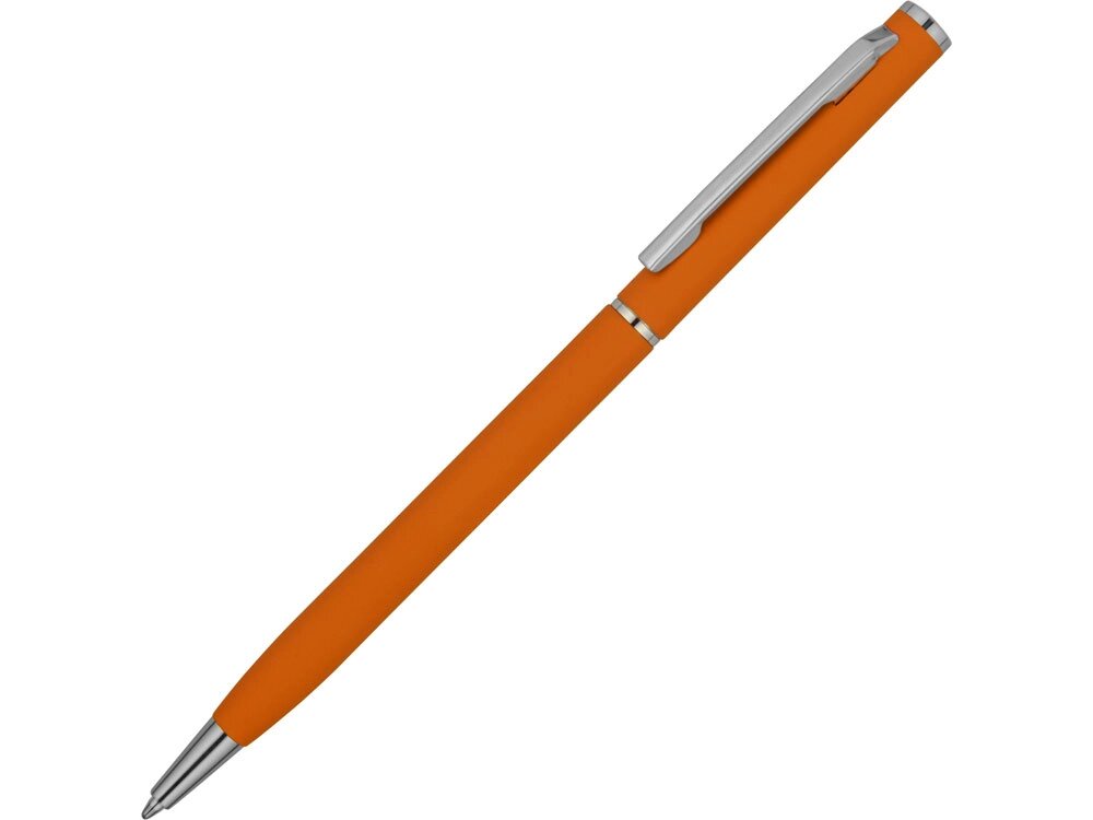 Ручка металлическая шариковая Атриум с покрытием софт-тач, оранжевый от компании ТОО VEER Company Group / Одежда и сувениры с логотипом - фото 1