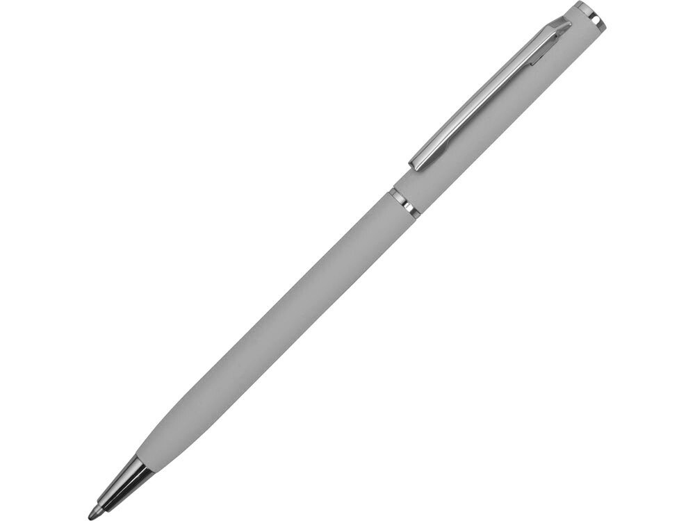 Ручка металлическая шариковая Атриум с покрытием софт-тач, серый от компании ТОО VEER Company Group / Одежда и сувениры с логотипом - фото 1